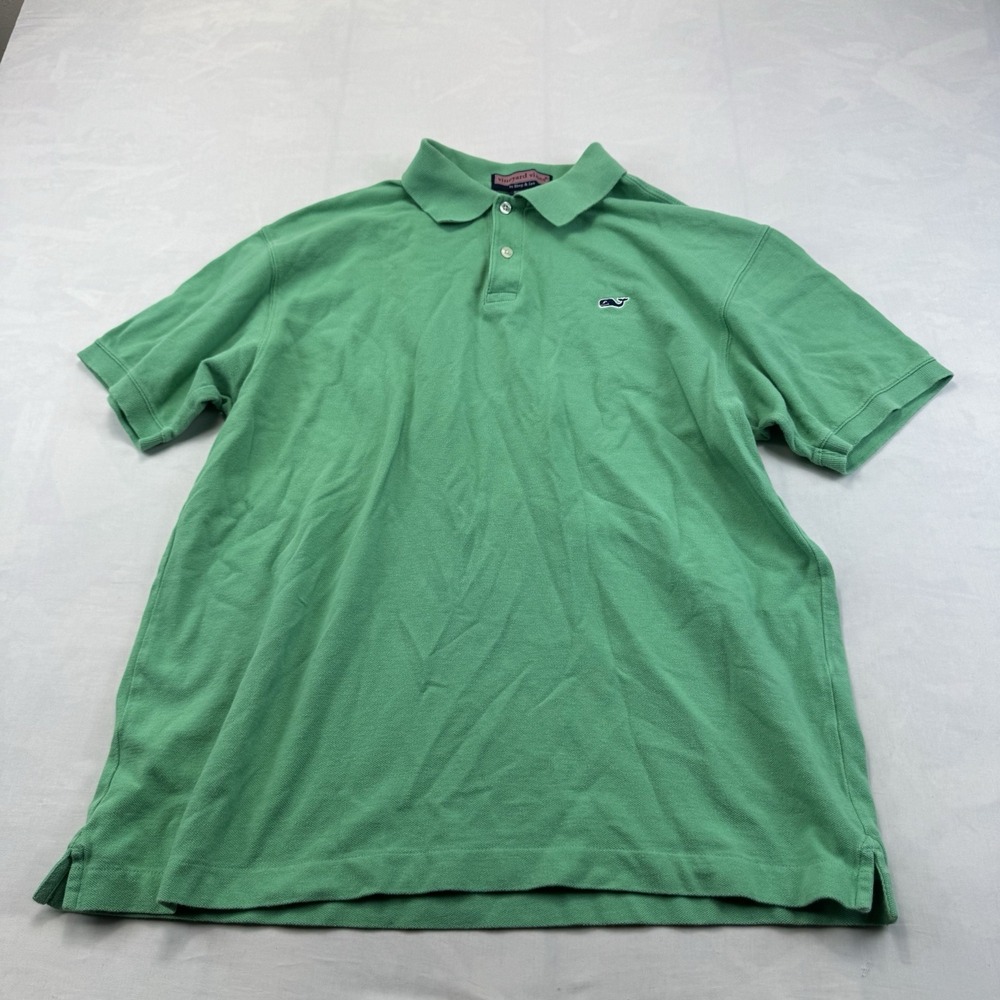 Vineyard Vines Mens M Green Cotton Polo Shirt Whale Logo